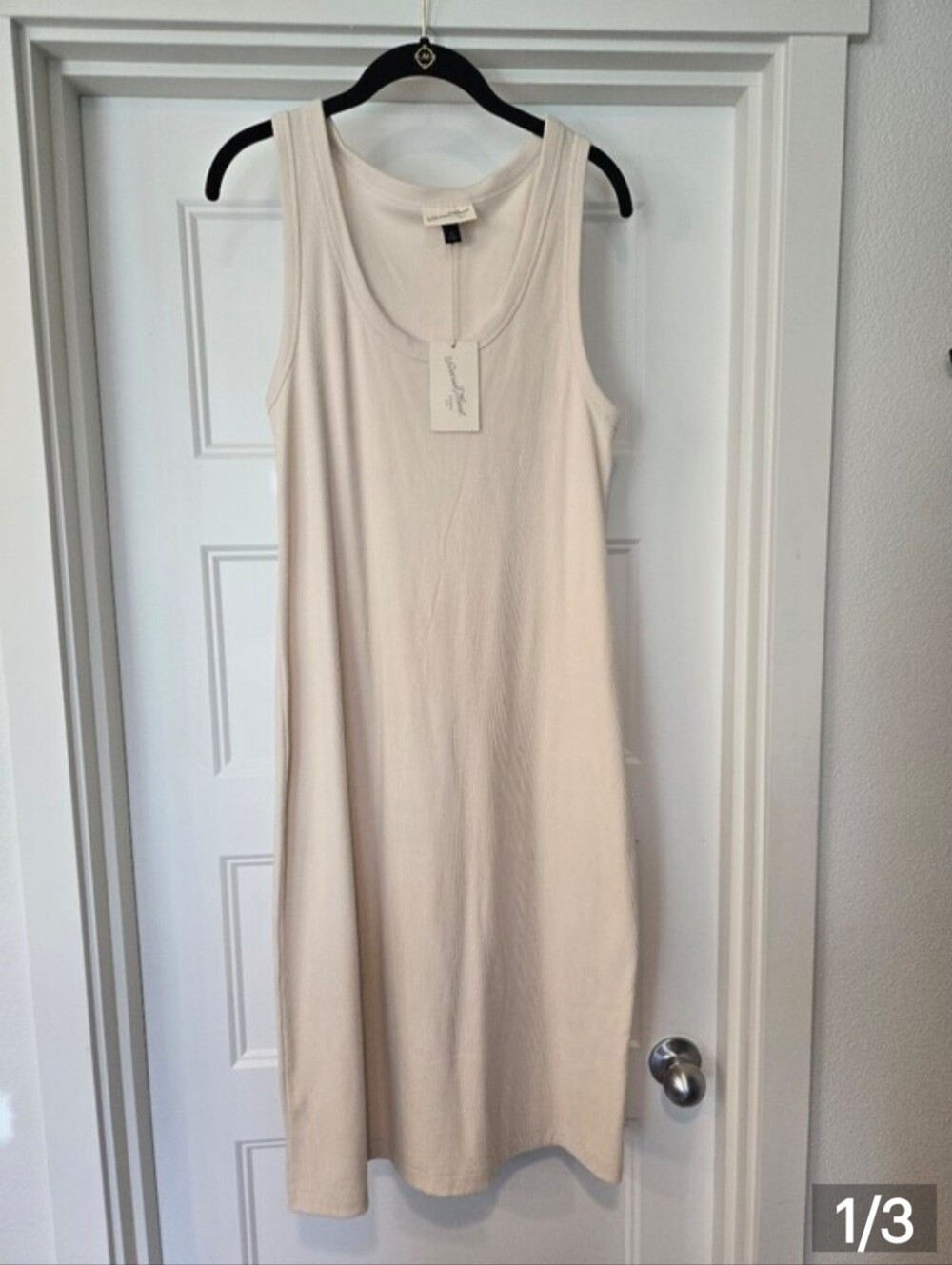NWT! Sleeveless Cream Tank Midi Dress. Size XL